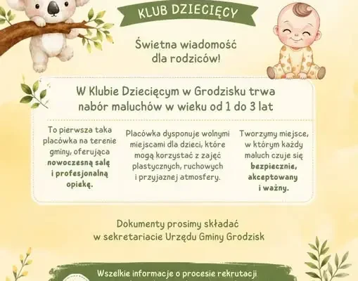Rusza nabór do pierwszego Klubu Dziecięcego w Gminie Grodzisk – zapisy od 24 sierpnia