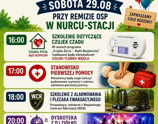 Festyn Zakończenie Wakacji w Nurcu-Stacji – atrakcje, szkolenia i dyskoteka