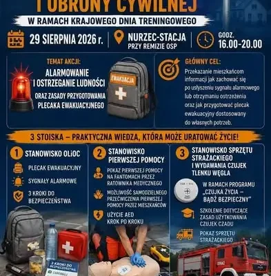 Festyn zakończenia wakacji w Nurcu-Stacji: nauka pierwszej pomocy i darmowe czujki czadu