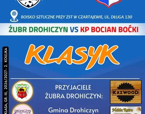 Lokalny klasyk: KP Bocian Boćki zagra w Czartajewie w niedzielę