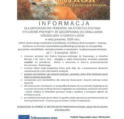Jesienna akcja szczepienia lisów przeciwko wściekliźnie na Podlasiu