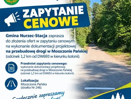 Gmina Nurzec-Stacja szuka projektanta przebudowy drogi w Moszczonie Pańskiej