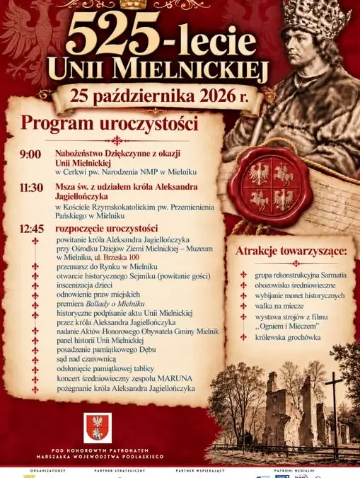 Mielnik świętuje 525-lecie Unii Mielnickiej – historyczne widowisko już 25 października