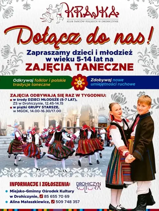 Klub Tańców Polskich „Krajka” w Drohiczynie zaprasza dzieci i młodzież na zajęcia