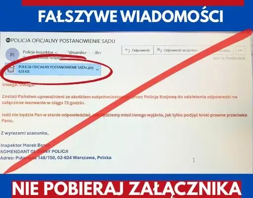 Podejrzany e-mail? Policja radzi: nie otwieraj załączników i nie klikaj w linki