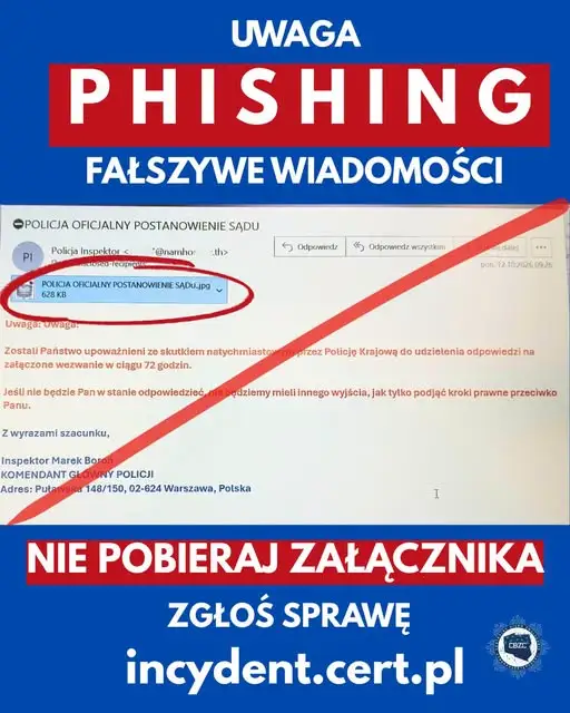 Podejrzany e-mail? Policja radzi: nie otwieraj załączników i nie klikaj w linki