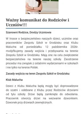 Grodzisk: Wzmocnione zasady bezpieczeństwa w szkole, przedszkolu i klubie dziecięcym