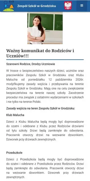 Grodzisk: Wzmocnione zasady bezpieczeństwa w szkole, przedszkolu i klubie dziecięcym