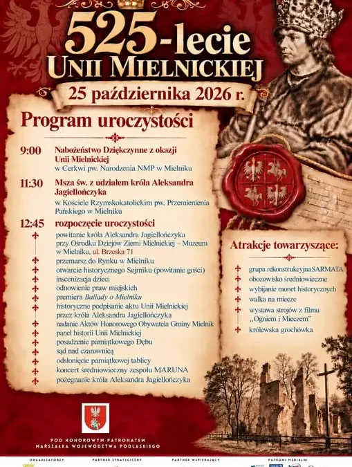Mielnik świętuje 525-lecie Unii Mielnickiej – historyczne widowisko już 25 października