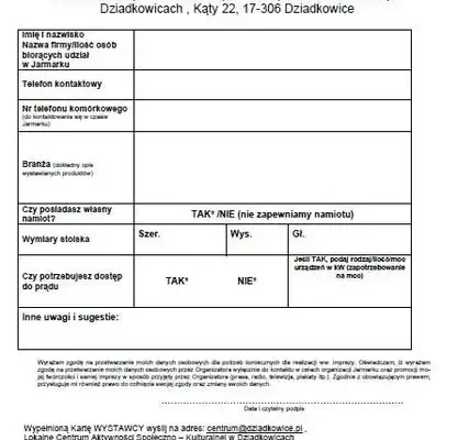 II Jarmark Mikołajkowy w Dziadkowicach – trwają zapisy dla wystawców
