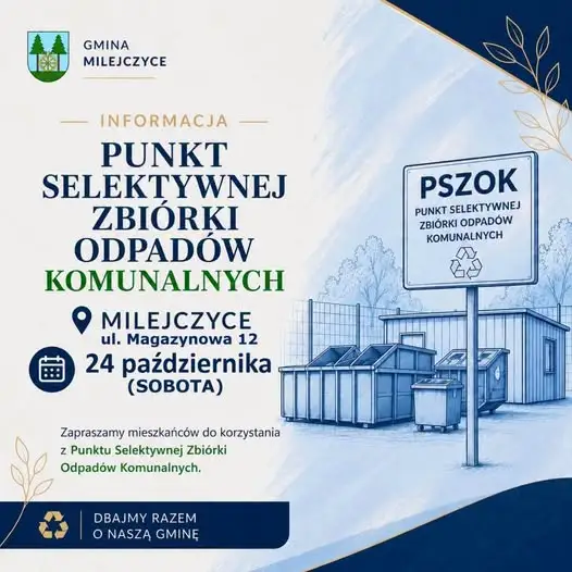 PSZOK w Milejczycach zmienia termin – zbiórka odpadów 24 października