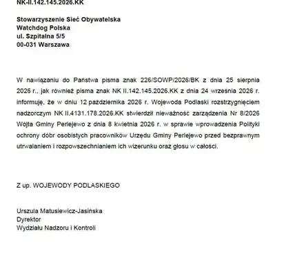 Wojewoda uchylił zarządzenie wójta Perlejewa. Radni mówią o „efekcie mrożącym”