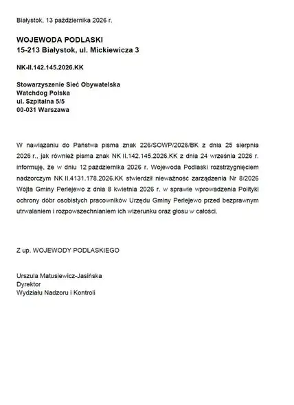 Wojewoda uchylił zarządzenie wójta Perlejewa. Radni mówią o „efekcie mrożącym”